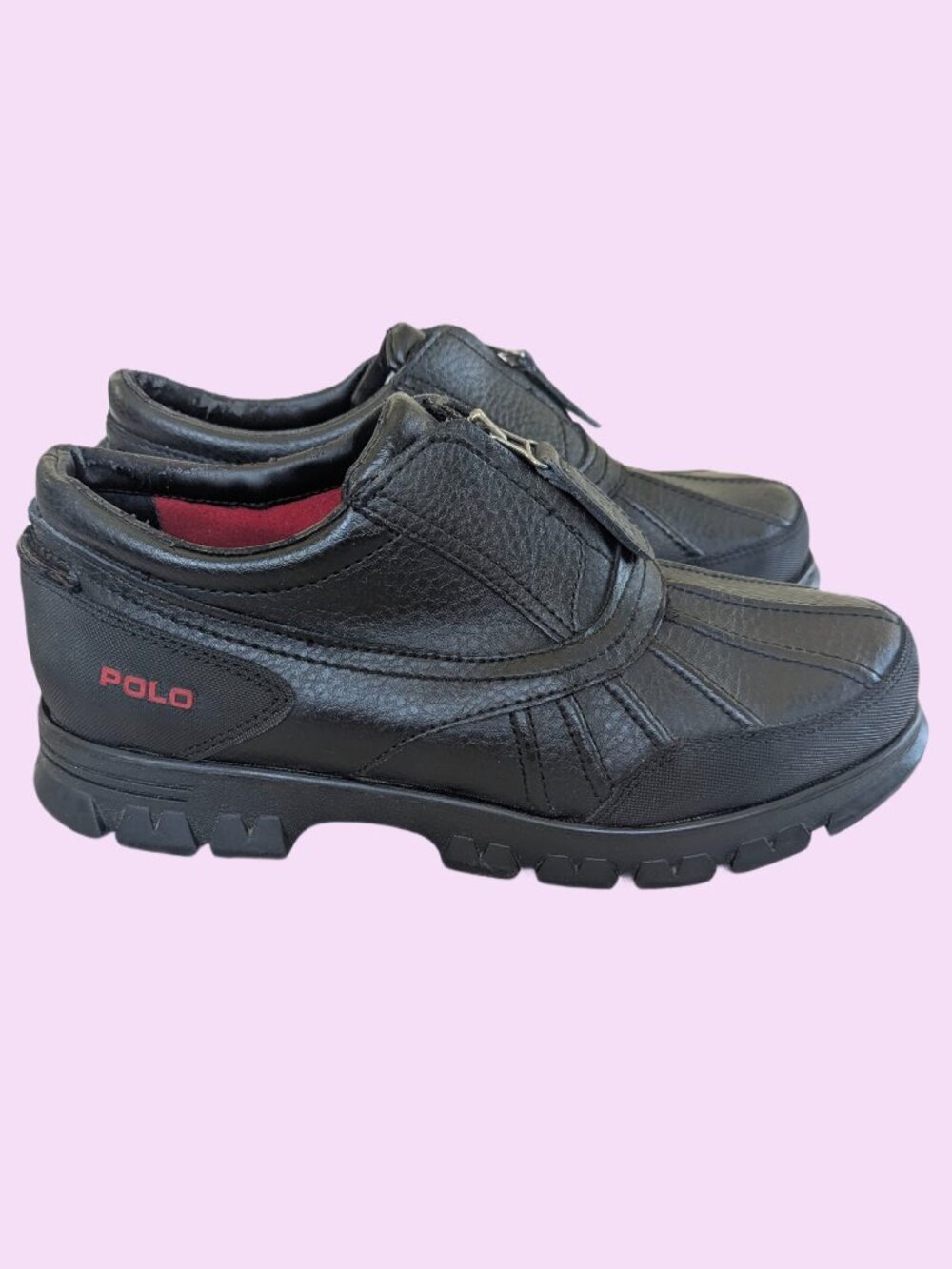 Polo Ralph Lauren Black Leather Men's Kewzip Zip - Size 9.5
